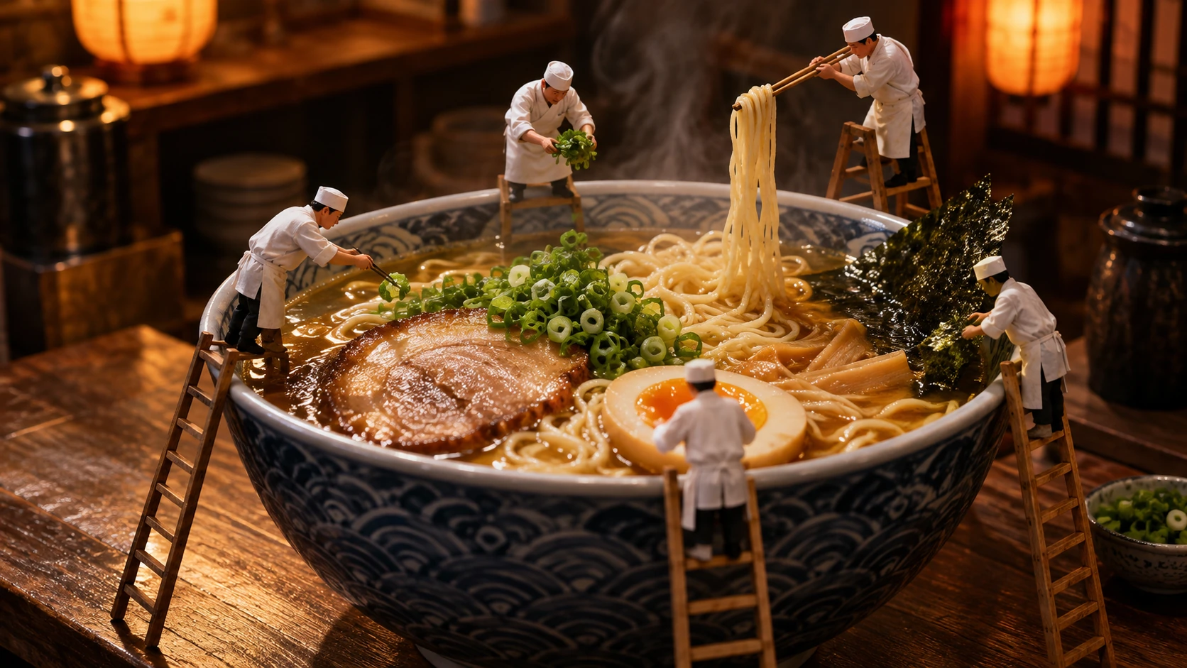 Tiny Chefs, Giant Noodles — Reference image