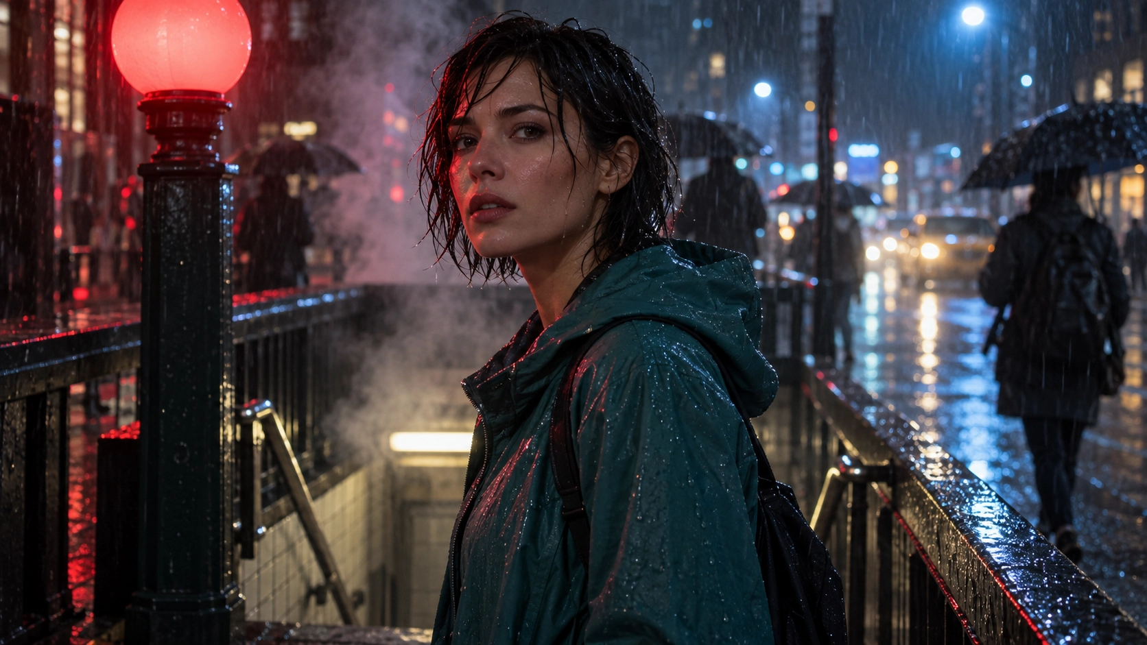 Neon Rain Portrait — Reference image